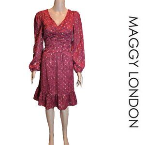 London Times Polka Dot A-line Short Dress NWT Red Size 10